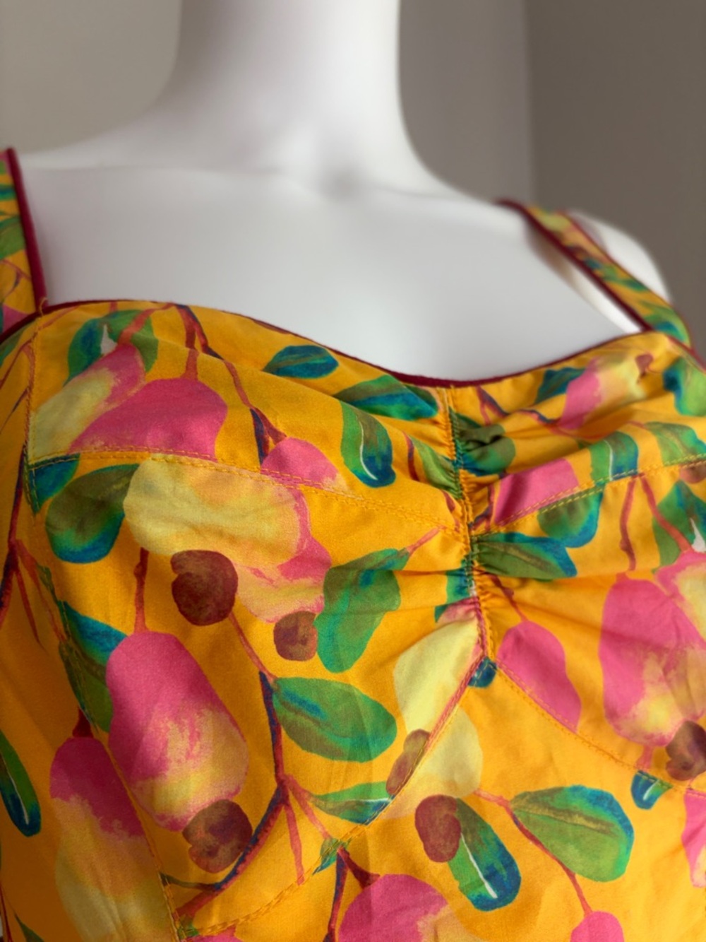 Farm Rio Cashew Tiered Midi Dress, floral print, fit & flare, cotton, vacation - Picture 5 of 15